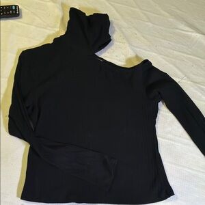 Black Long Sleeve turtleneck one shoulder